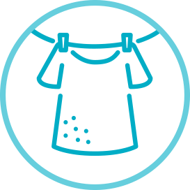 t-shirt on clothing line nested in a blue circle