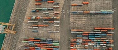 Transportation cargo trailers parked on a dock